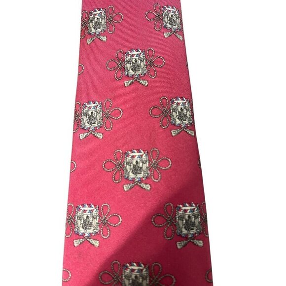 Hermes Silk Tie Drums And Ropes Pattern Burgundy Pink - Picture 3 of 7